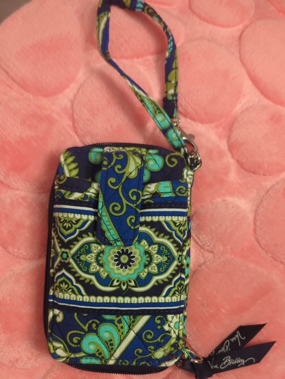 Vera Bradley Blue & Green Quilted Floral Phone Wristlet